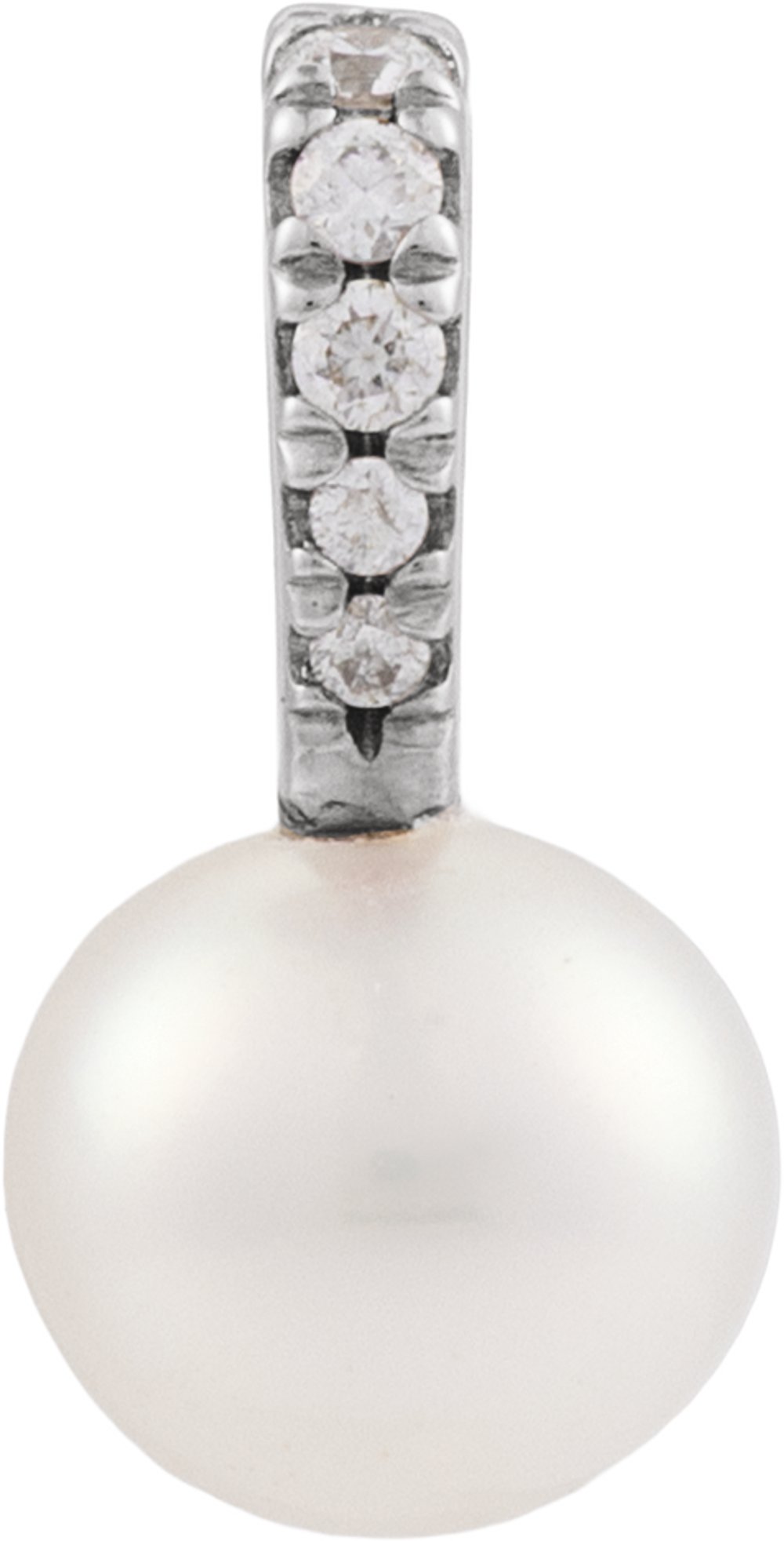 14K White Gold Cultured White Freshwater & .025 CTW Natural Diamond Pendant