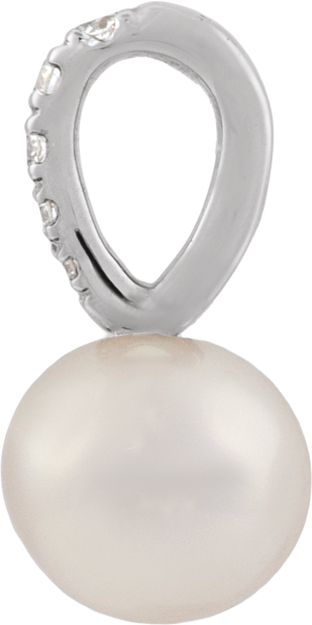 14K White Gold Cultured White Freshwater & .025 CTW Natural Diamond Pendant
