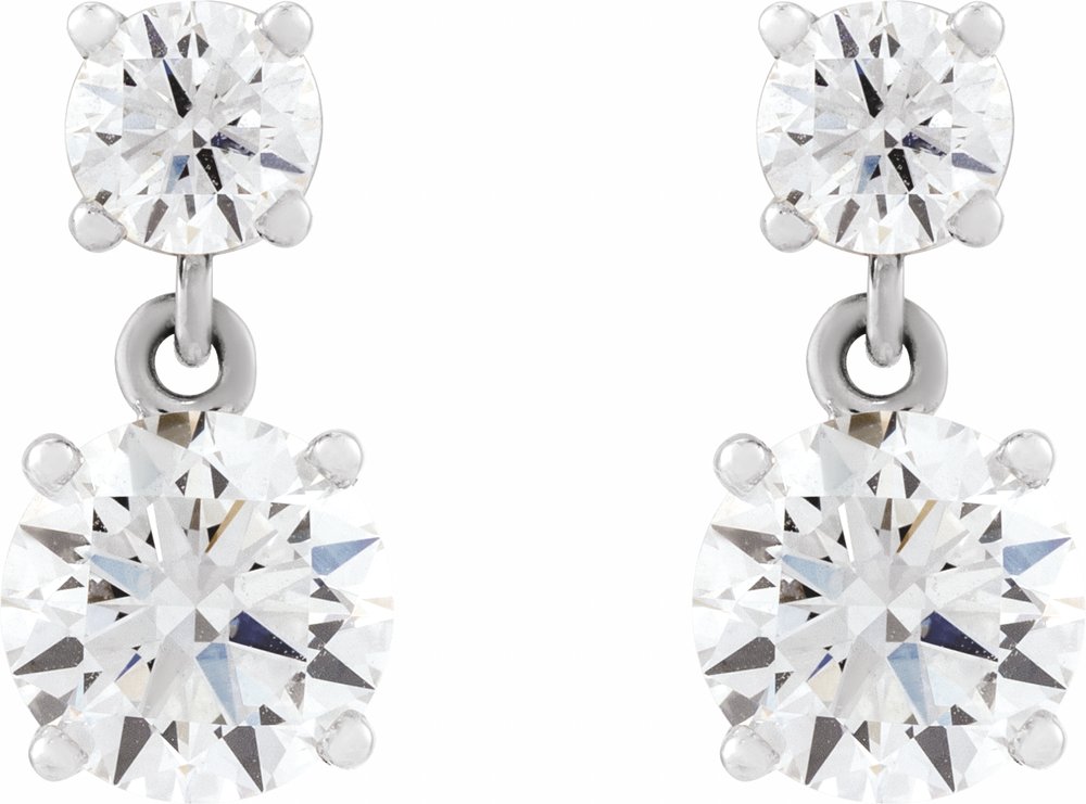14K White Gold 2 1/2 CTW Lab-Grown Diamond Two-Stone Earrings