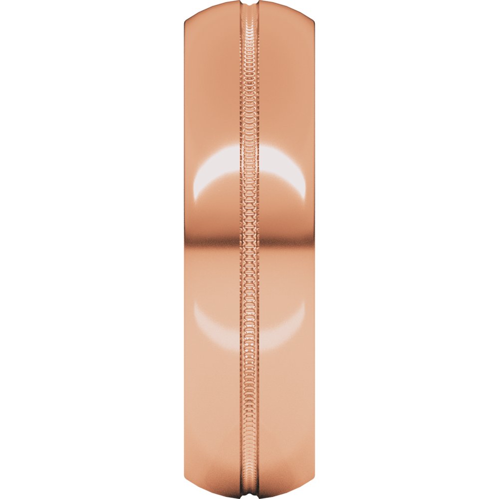 14K Rose Gold 6 mm Center Milgrain Half-Round Band Size 10.5