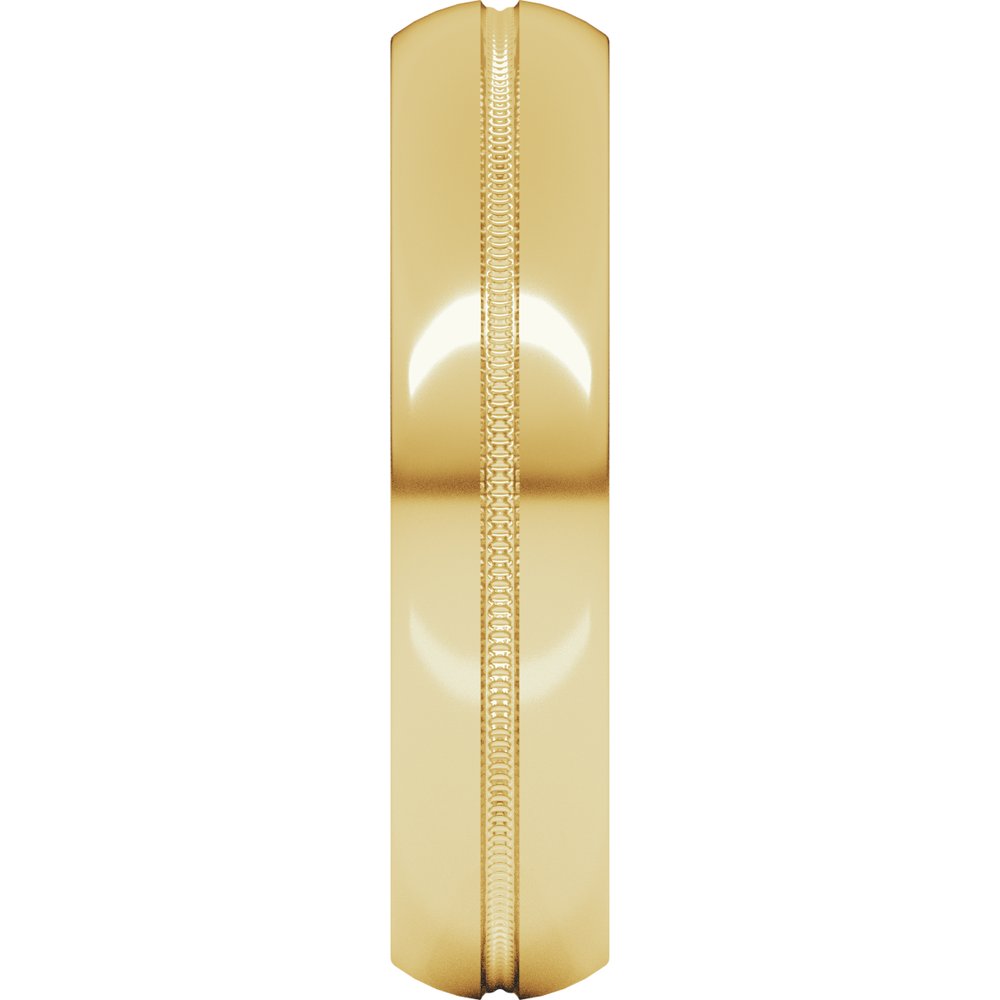 10K Yellow Gold 5 mm Center Milgrain Half-Round Band Size 10