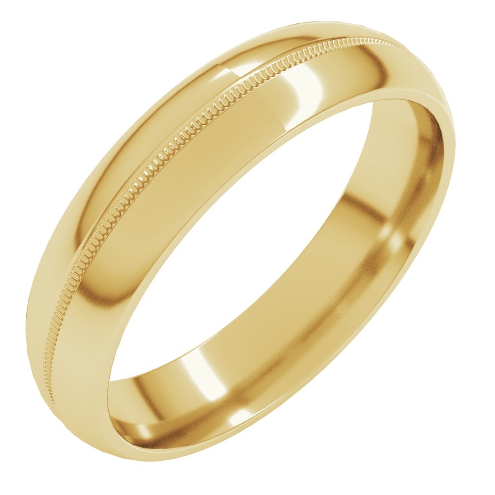10K Yellow Gold 5 mm Center Milgrain Half-Round Band Size 10