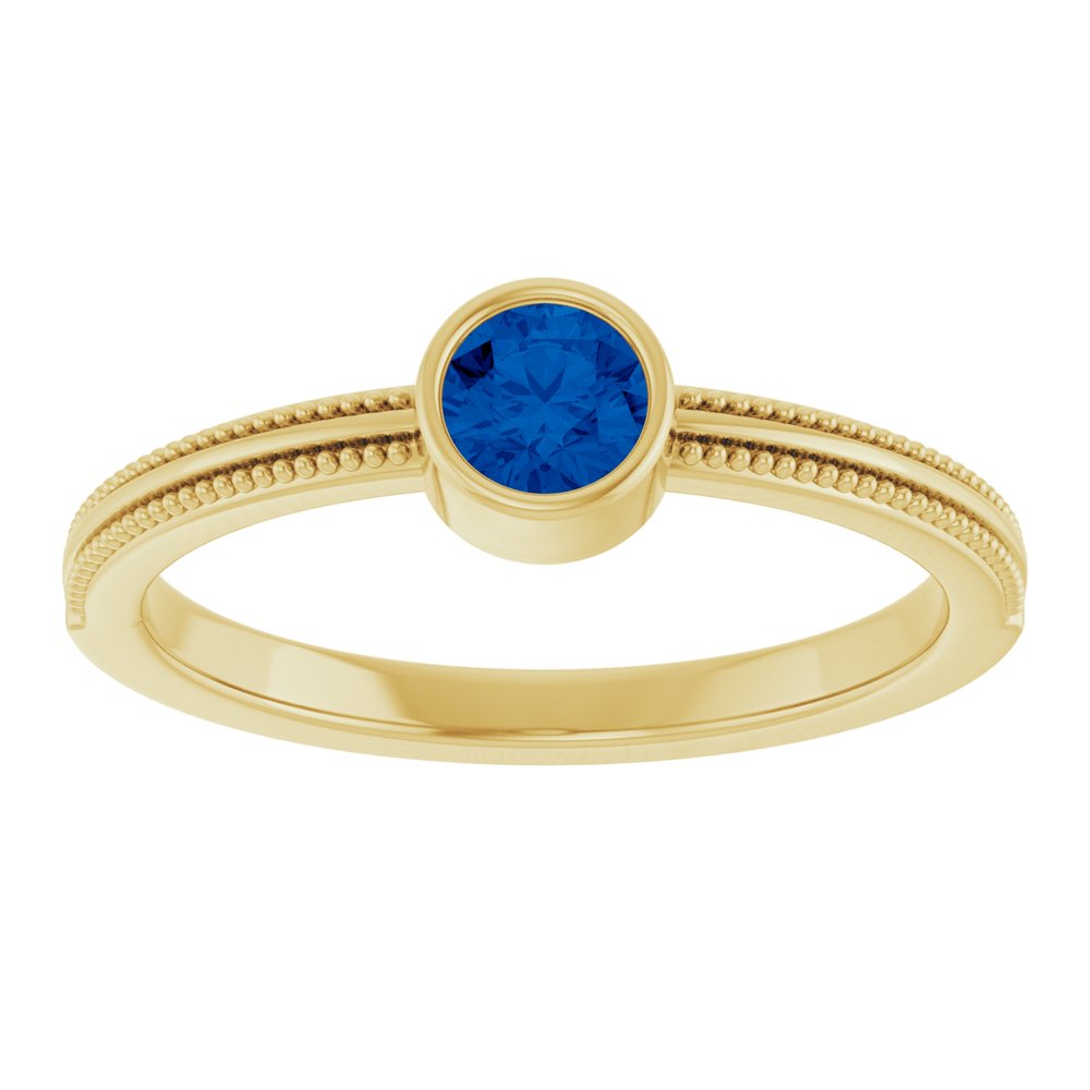 14K Yellow Gold Lab-Grown Blue Sapphire Bezel-Set Solitaire Ring