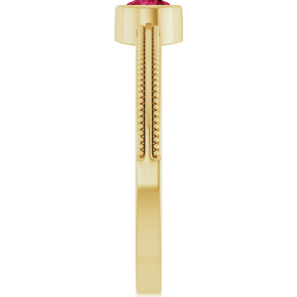 14K Yellow Gold Lab-Grown Ruby Bezel-Set Solitaire Ring