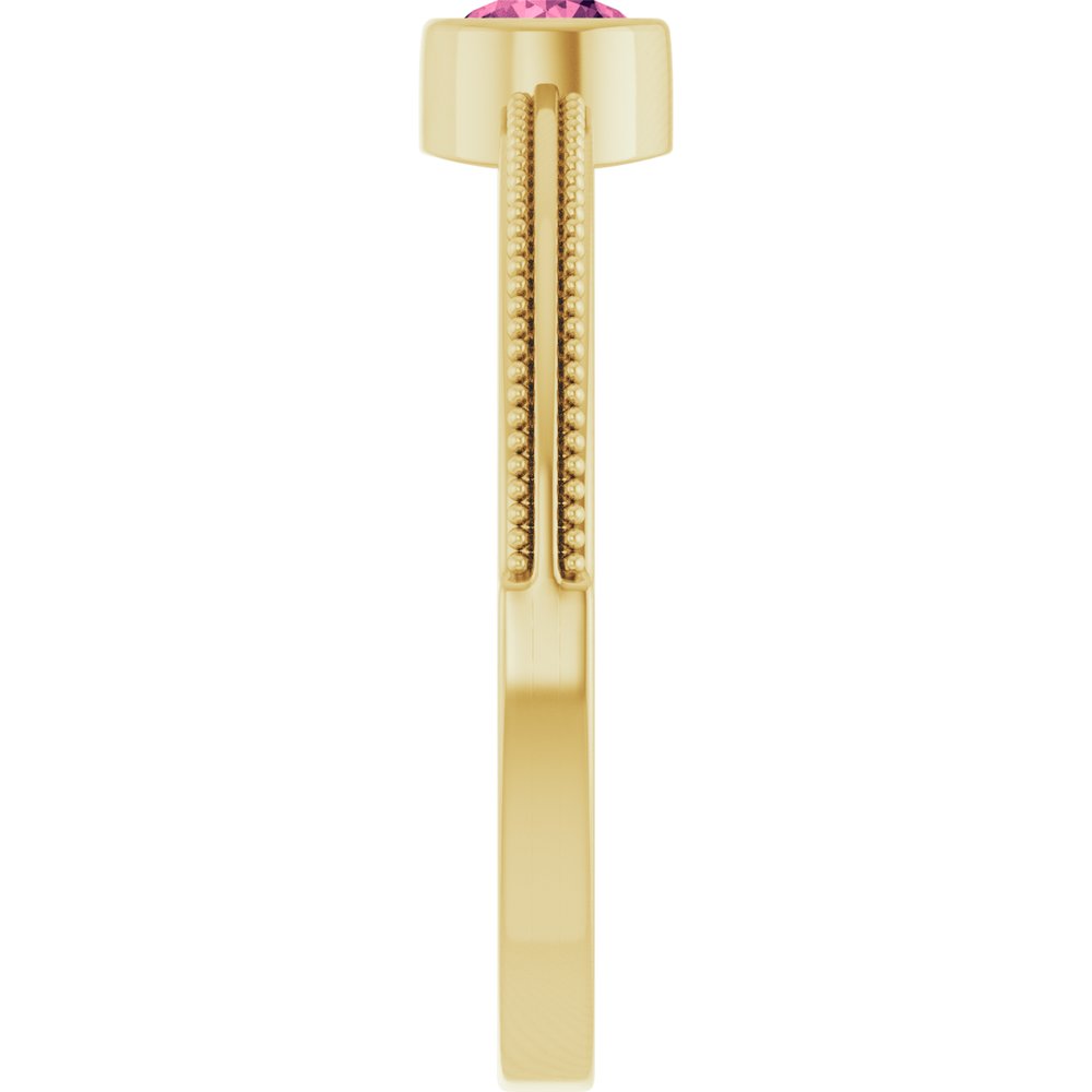 14K Yellow Gold Natural Pink Tourmaline Bezel-Set Solitaire Ring