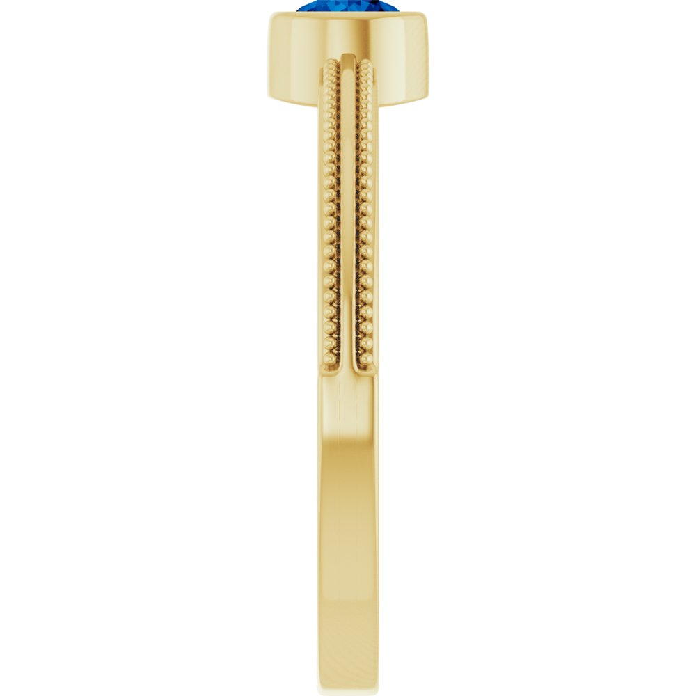 14K Yellow Gold Lab-Grown Blue Sapphire Bezel-Set Solitaire Ring