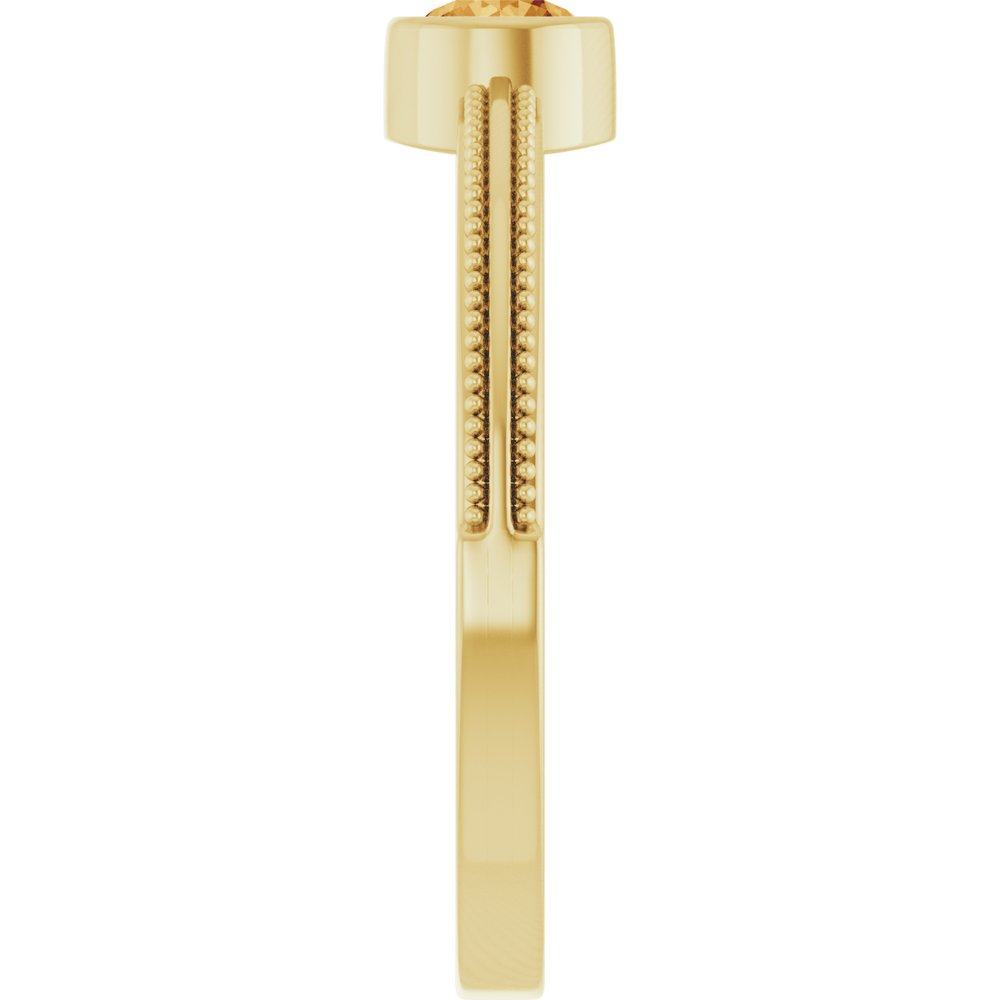 14K Yellow Gold Natural Citrine Bezel-Set Solitaire Ring