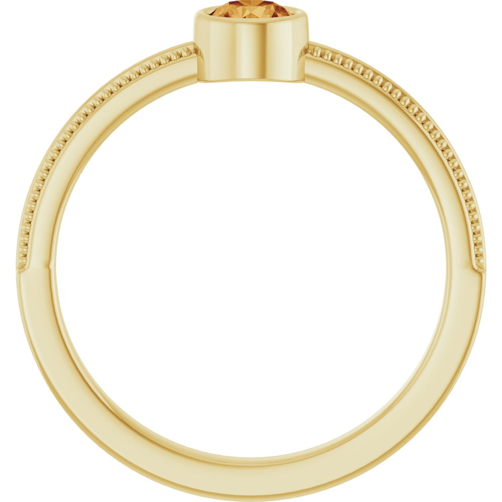 14K Yellow Gold Natural Citrine Bezel-Set Solitaire Ring