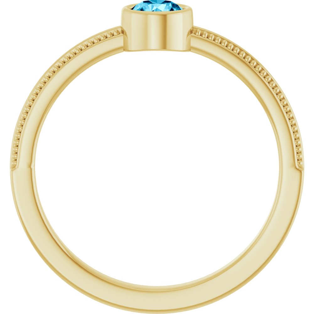 14K Yellow Gold Natural Aquamarine Bezel-Set Solitaire Ring