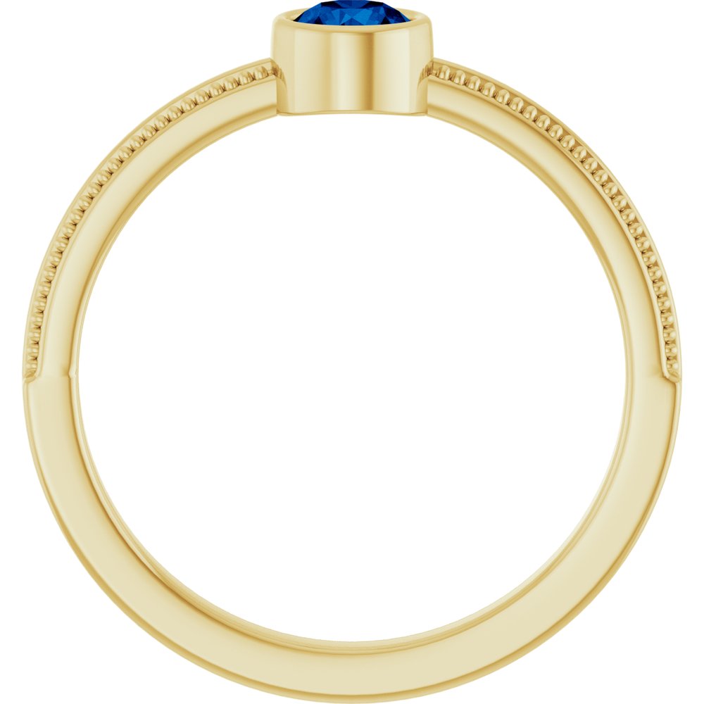 14K Yellow Gold Lab-Grown Blue Sapphire Bezel-Set Solitaire Ring