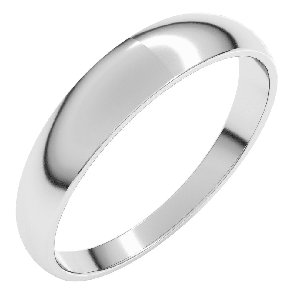14K White Gold 4 mm Round Tapered Lightweight Band Size10