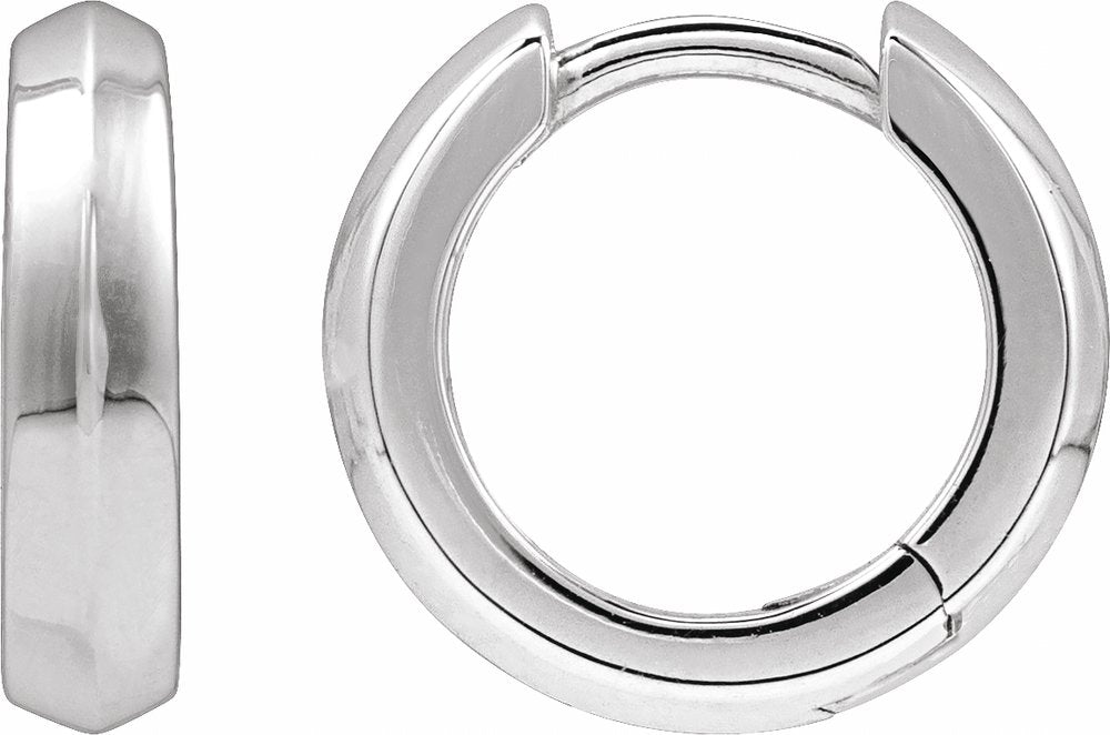 Sterling Silver Knife-Edge Hinge 11.9 mm Hoop Earring