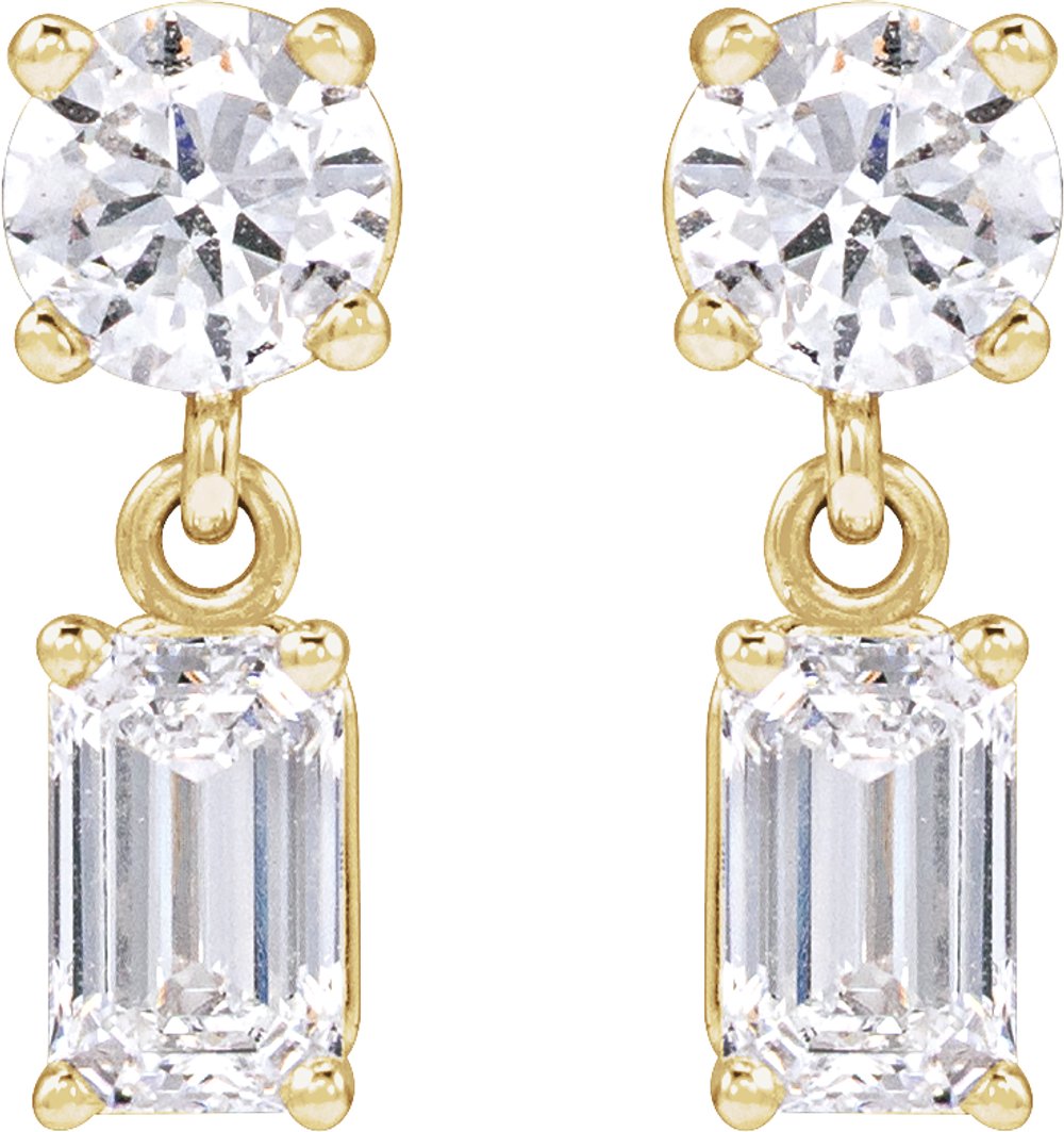 14K Yellow Gold 1 5/8 CTW Lab-Grown Diamond Two-Stone Earrings