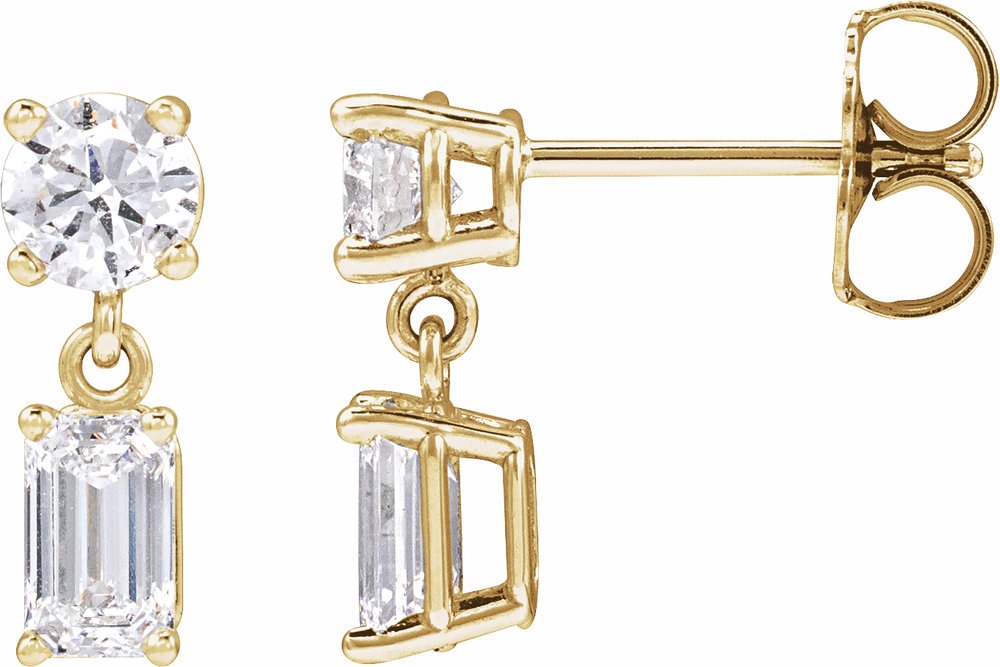 14K Yellow Gold 1 5/8 CTW Lab-Grown Diamond Two-Stone Earrings