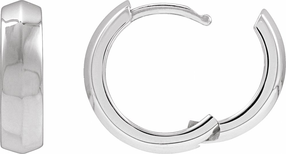 Sterling Silver Knife-Edge Hinge 14.5 mm Hoop Earring