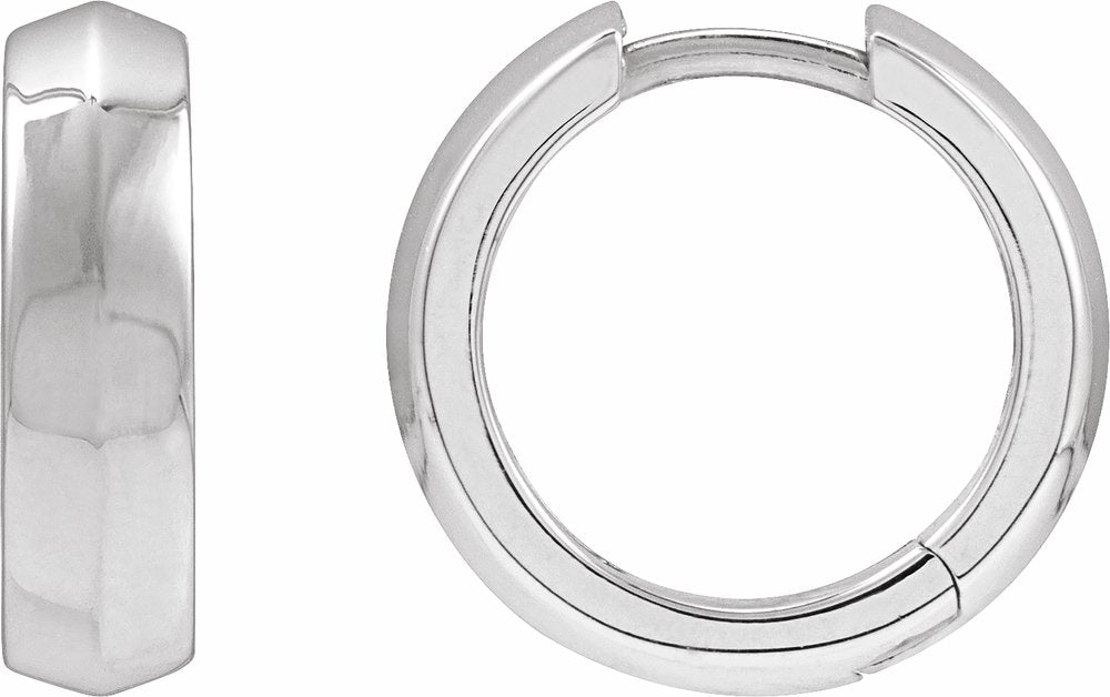 Sterling Silver Knife-Edge Hinge 14.5 mm Hoop Earring