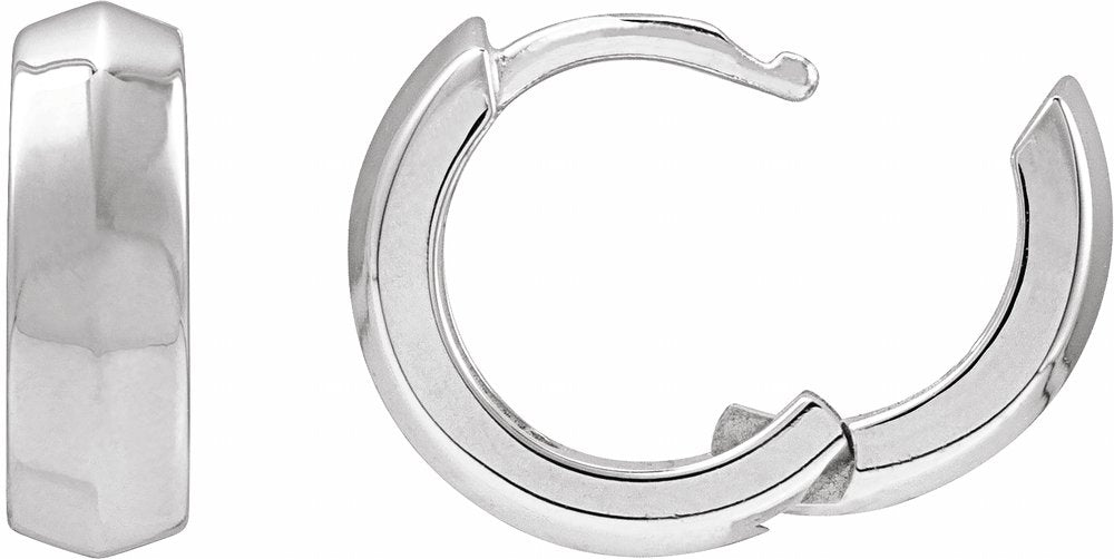 Sterling Silver Knife-Edge Hinge 11.8 mm Hoop Earring