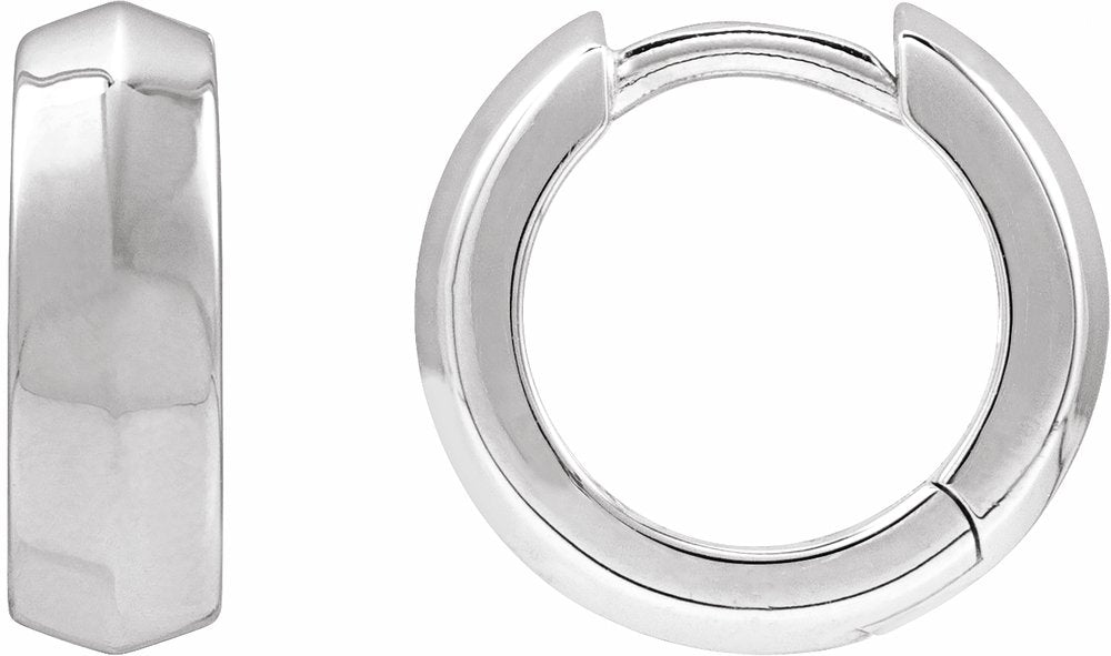 Sterling Silver Knife-Edge Hinge 11.8 mm Hoop Earring