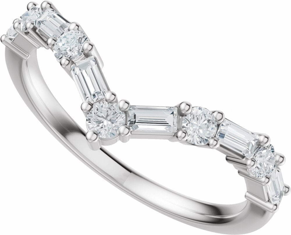 Platinum 1/2 CTW Natural Diamond Contour Band