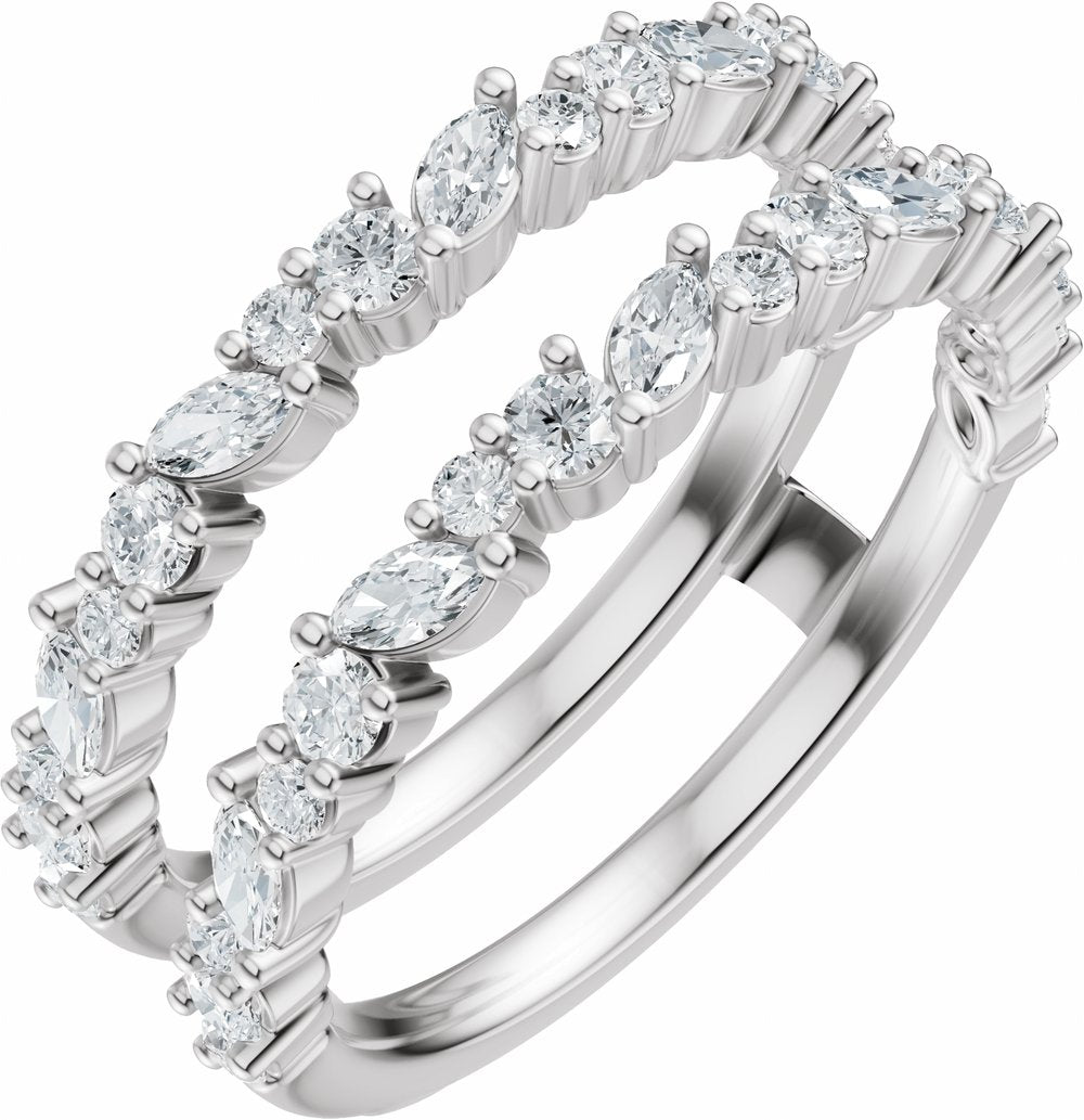 14K White Gold 7/8 CTW Natural Diamond Ring Guard