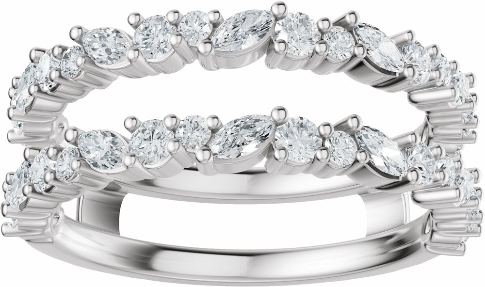 14K White Gold 7/8 CTW Natural Diamond Ring Guard