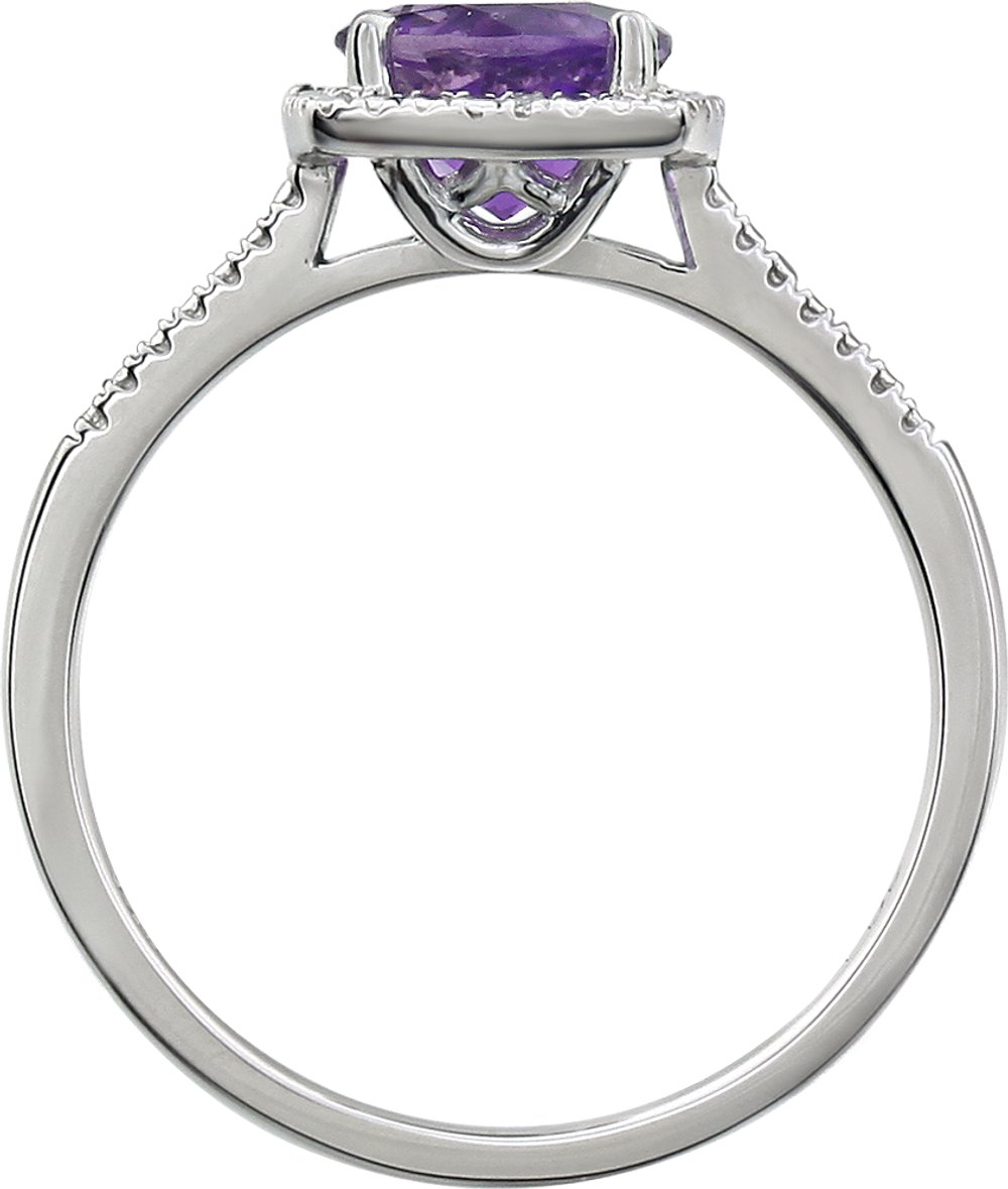 Sterling Silver Natural Amethyst & .01 CTW Natural Diamond Ring