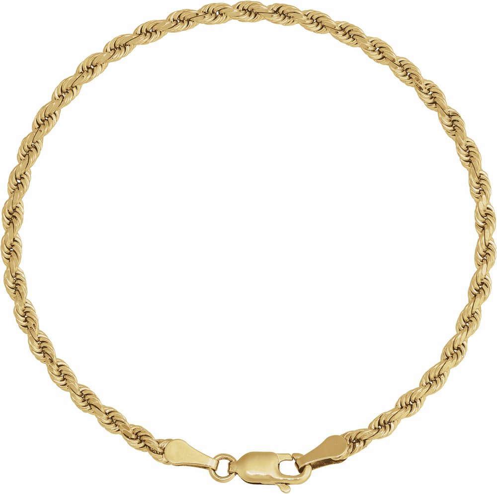 14K Yellow Gold 2.8 mm Diamond-Cut Rope 7" Chain