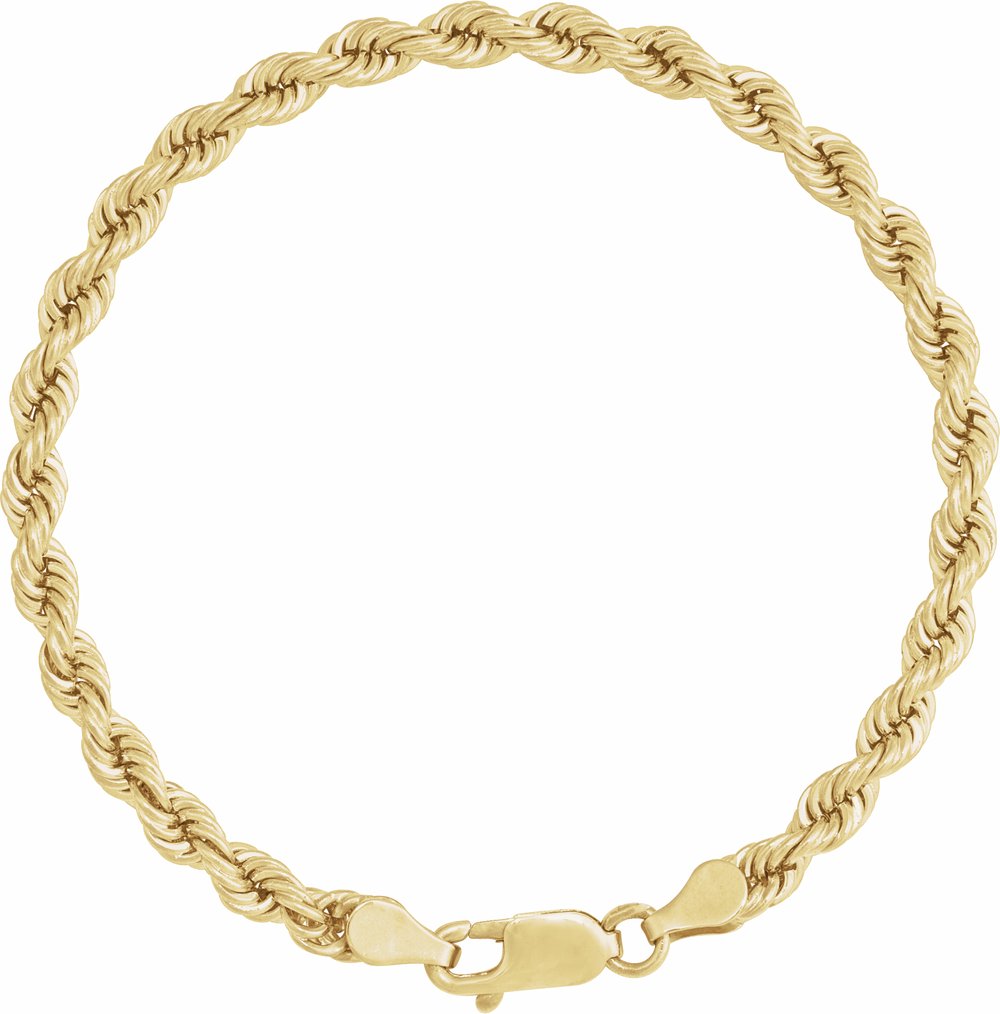 14K Yellow Gold 4 mm Rope 7" Chain