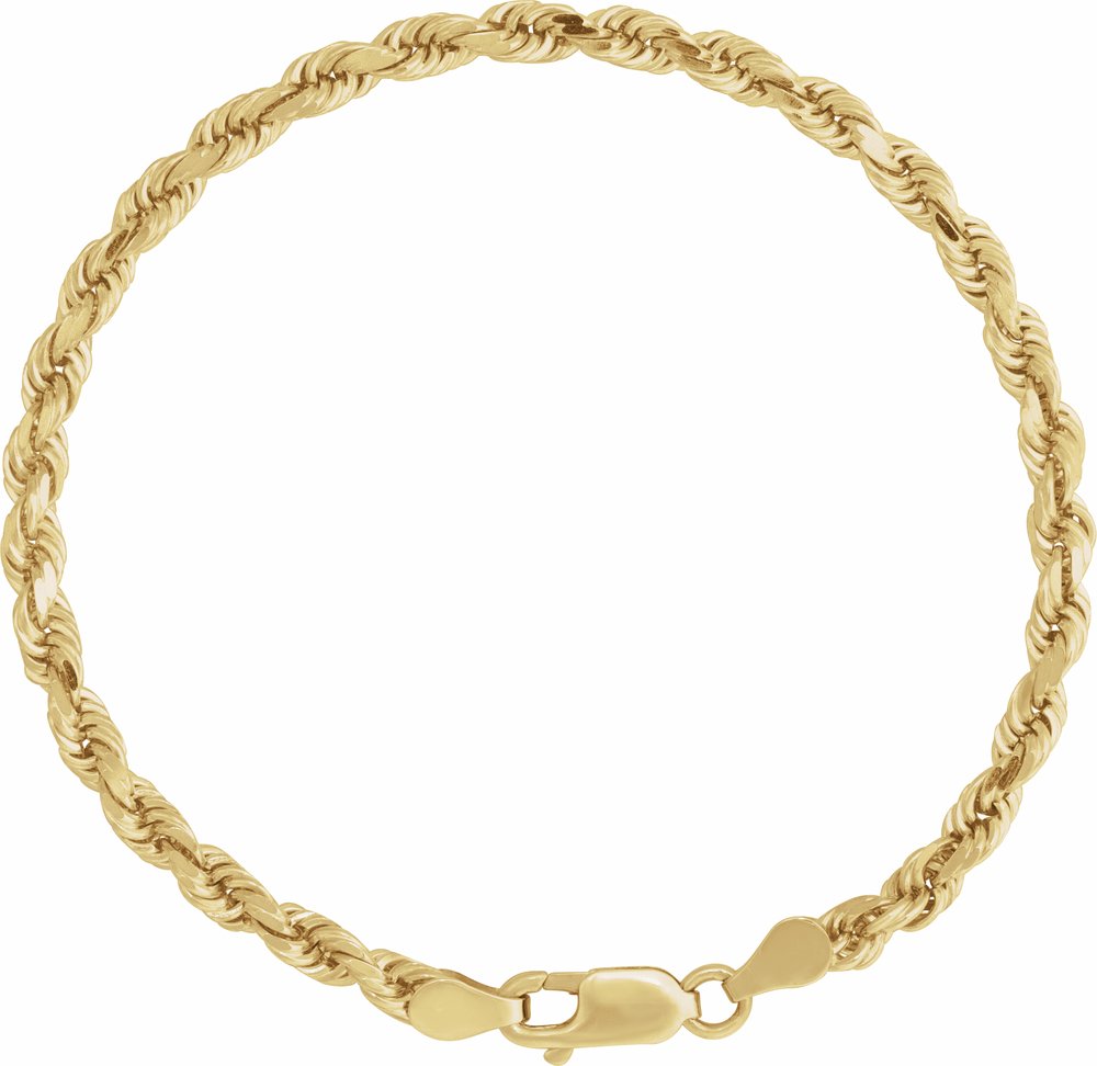 14K Yellow Gold 3.9 mm Diamond-Cut Rope 7" Chain