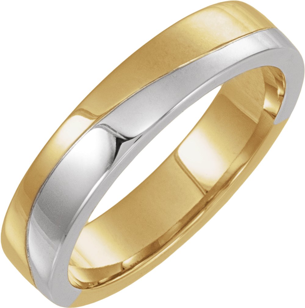 14K Yellow/White Gold 2.1 mm Flat-Edge Wavy Band Size 7