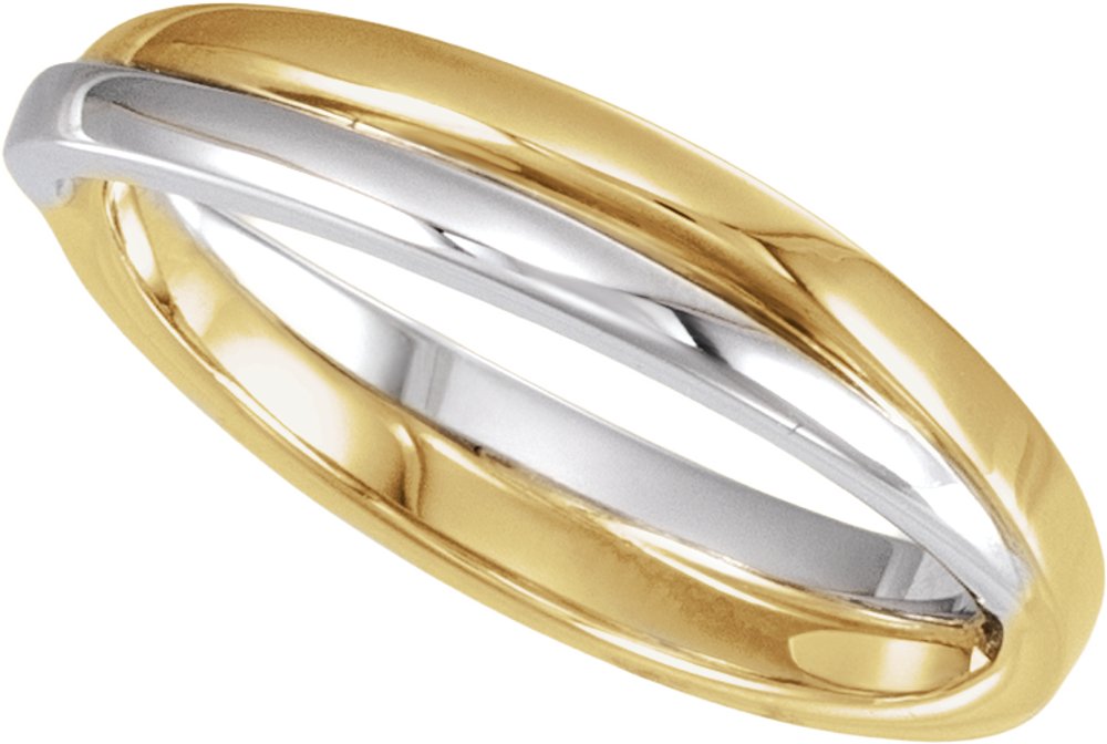 14K Yellow/White Gold Criss-Cross Band Size 7