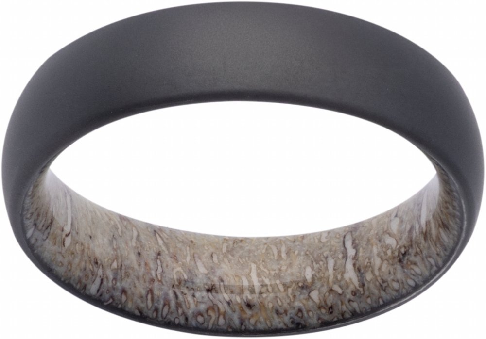 Zirconium 6 mm Elk Antler Interior Sleeve Comfort-Fit Half-Round Band with Matte Finish Size 10
