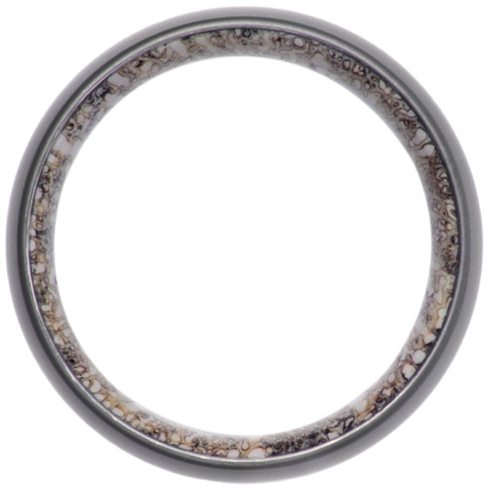 Zirconium 6 mm Elk Antler Interior Sleeve Comfort-Fit Half-Round Band with Matte Finish Size 10