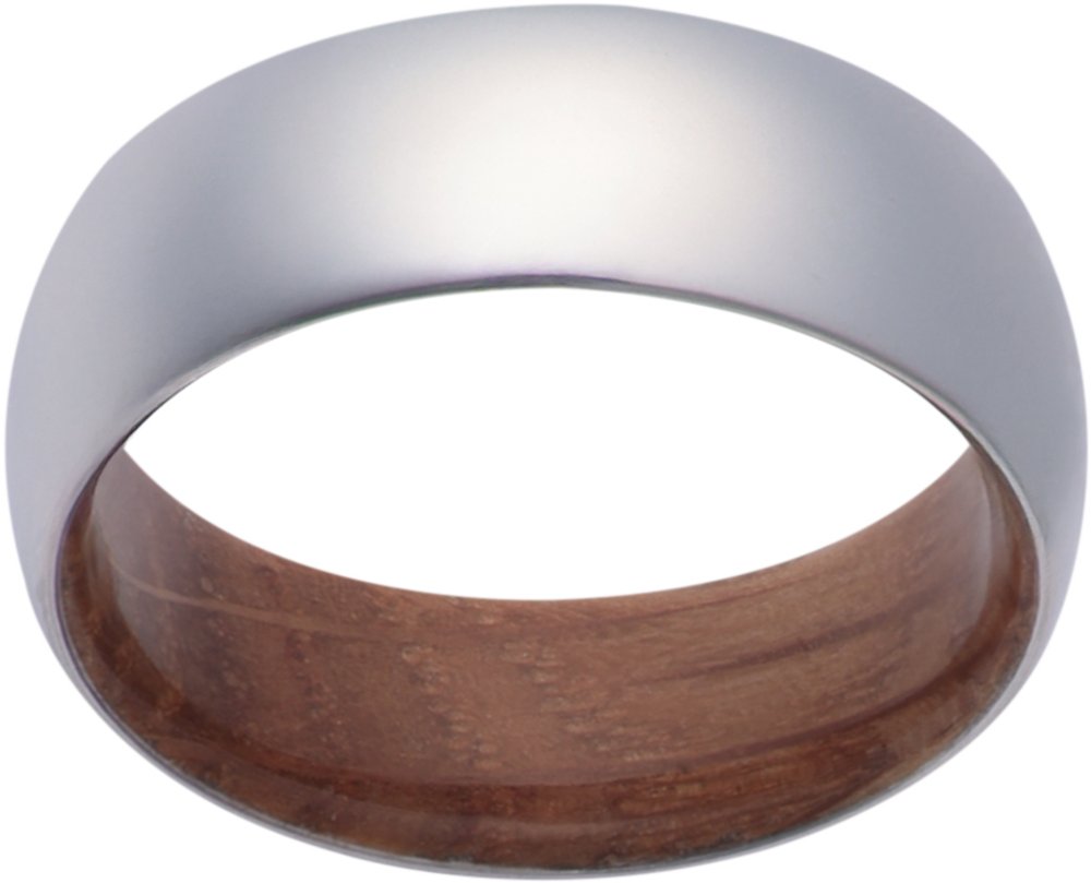 Cobalt 8 mm Whiskey Barrel Wood Interior Sleeve Comfort-Fit Half-Round Band Size 8