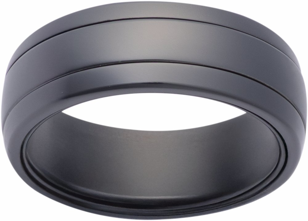 Zirconium 8 mm Spinner Inlay Comfort-Fit Half-Round Band Size 8