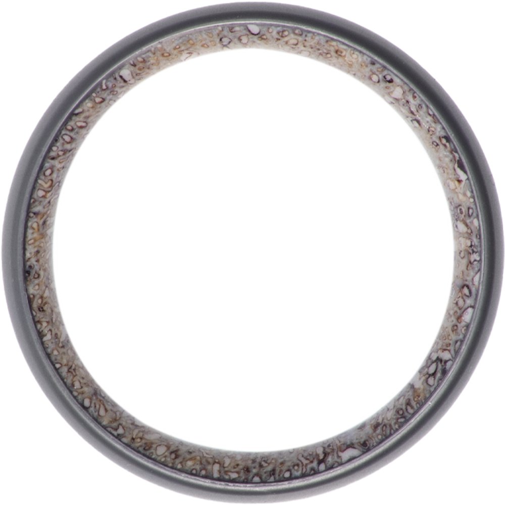 Zirconium 8 mm Elk Antler Interior Sleeve Comfort-Fit Half-Round Band with Matte Finish Size 7