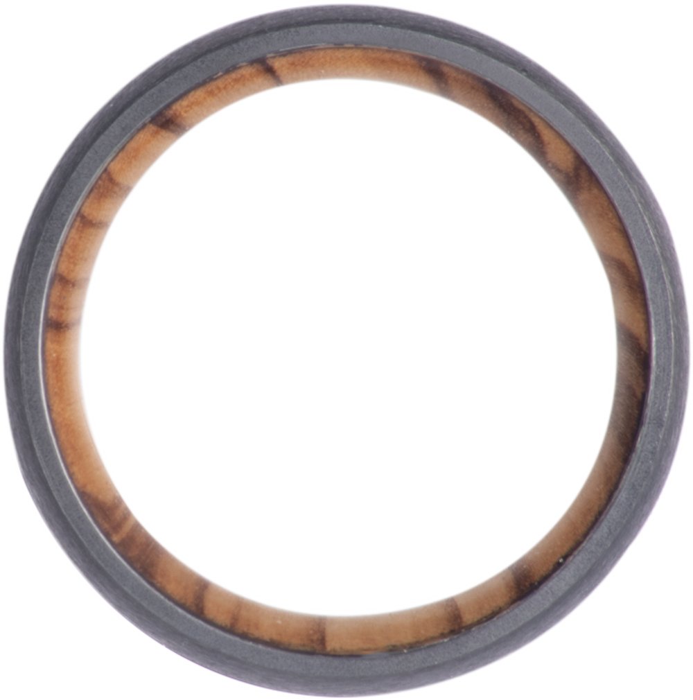 Zirconium 6 mm Guitar String Inlay & Olive Wood Sleeve Comfort-Fit Half Round Band Size 9
