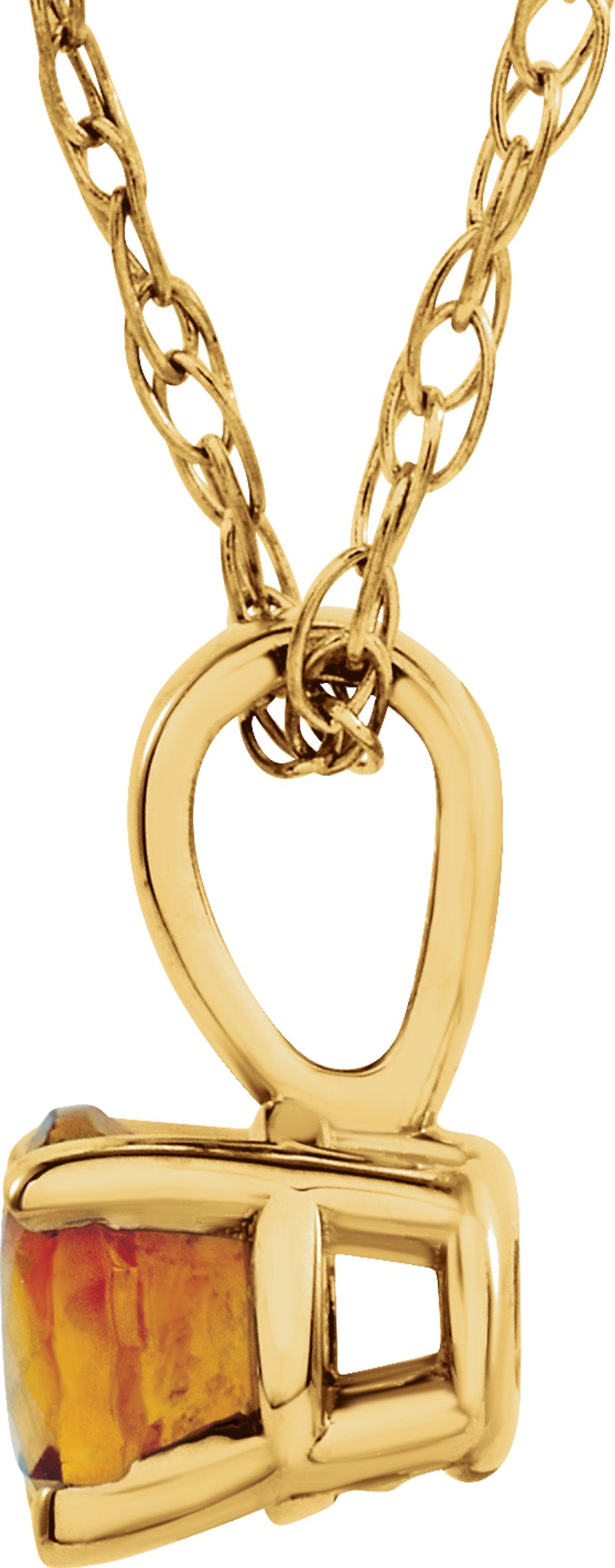 14K Yellow Gold 3 mm Imitation Citrine Youth Solitaire 14" Necklace