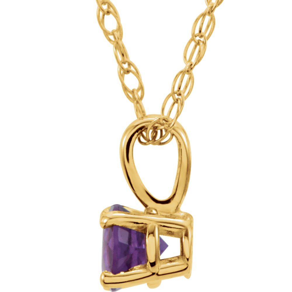14K Yellow Gold 3 mm Imitation Amethyst Youth Solitaire 14" Necklace