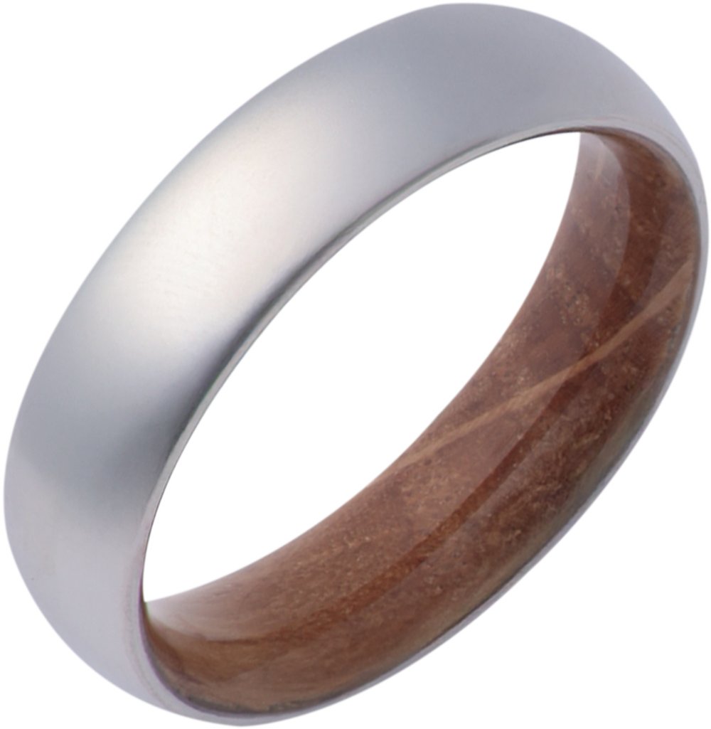 Cobalt 6 mm Whiskey Barrel Wood Interior Sleeve Comfort-Fit Half-Round Band Size 10