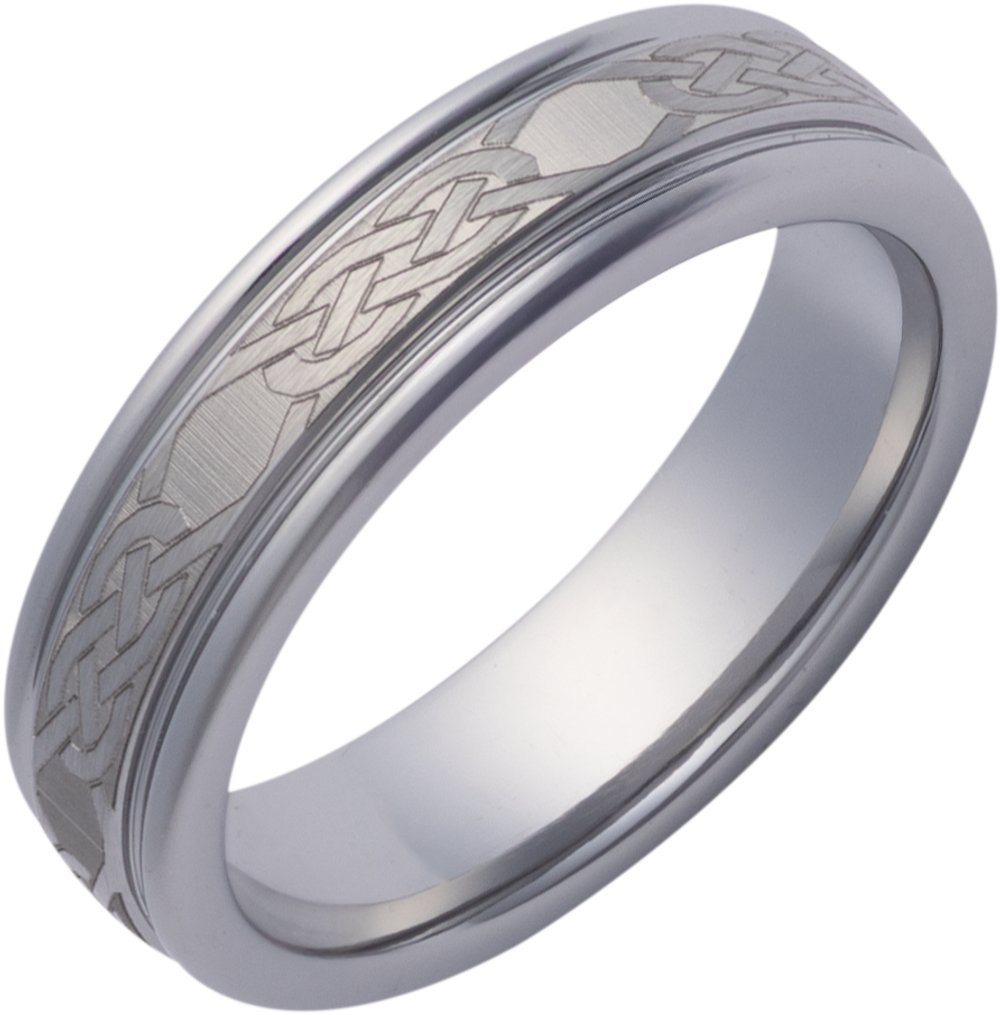 Tungsten 6 mm Engraved Celtic-Inspired Knot Comfort-Fit Band with Satin Finish Size 10