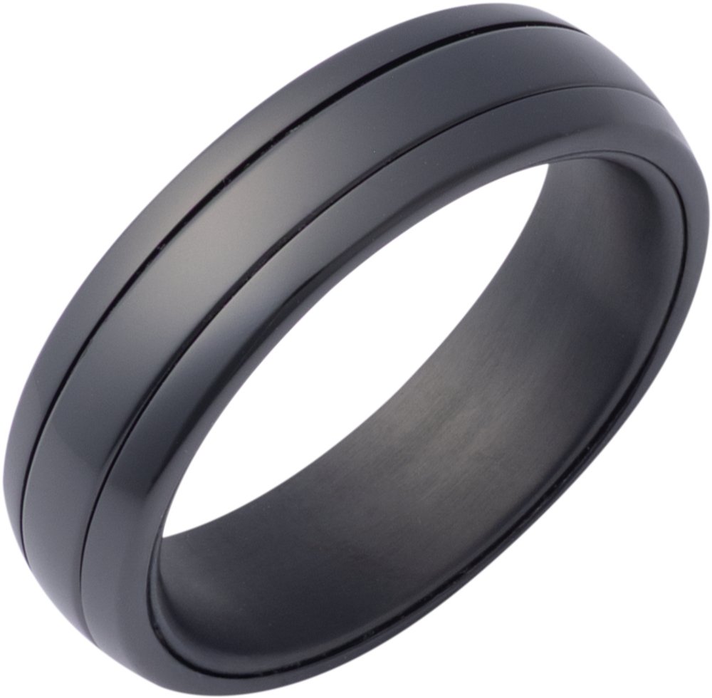 Zirconium 6 mm Spinner Inlay Comfort-Fit Half-Round Band Size 9