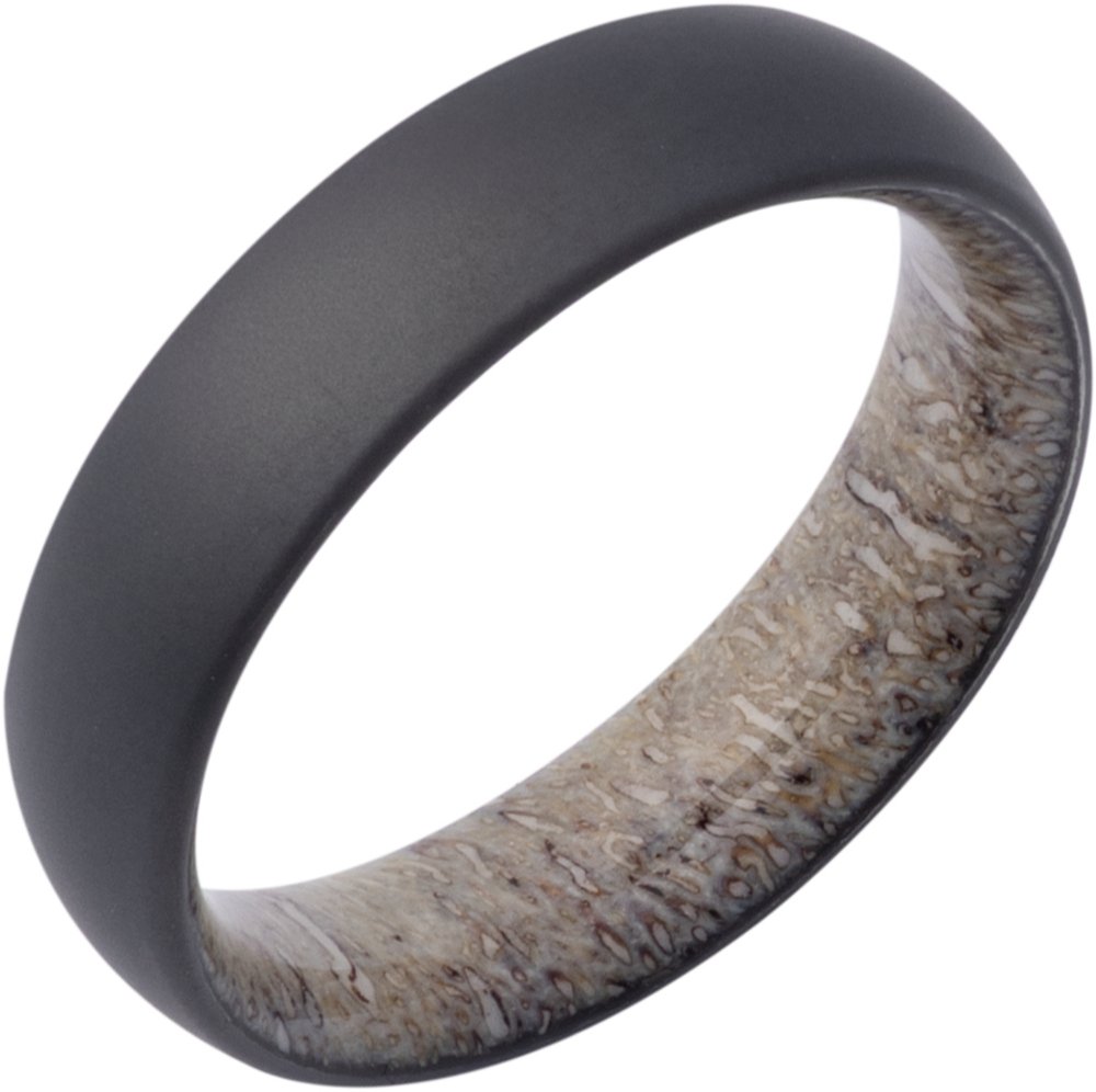Zirconium 6 mm Elk Antler Interior Sleeve Comfort-Fit Half-Round Band with Matte Finish Size 10