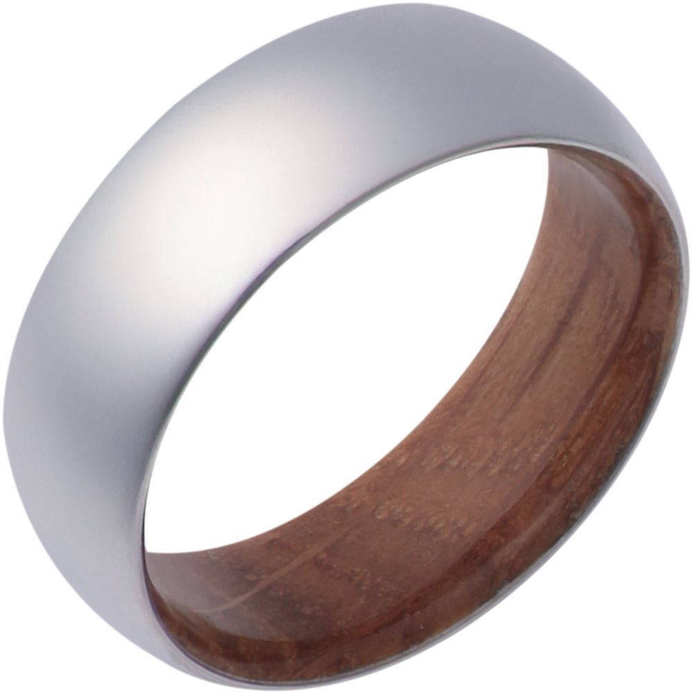 Cobalt 8 mm Whiskey Barrel Wood Interior Sleeve Comfort-Fit Half-Round Band Size 8