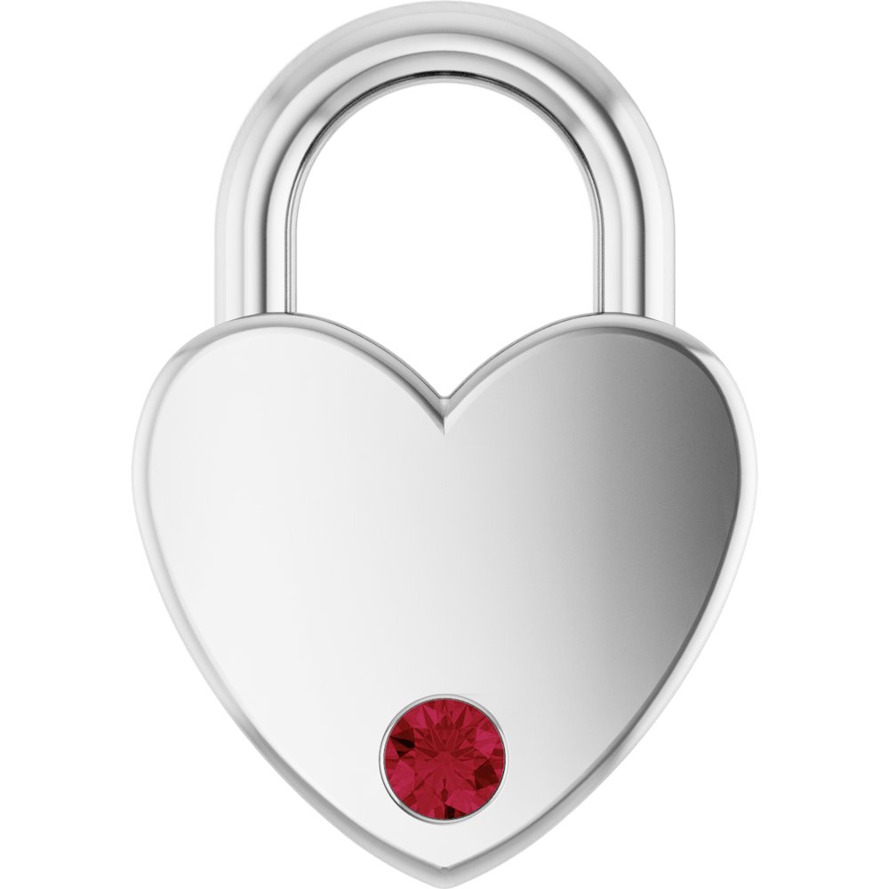 Sterling Silver Lab-Grown Ruby Heart Locket Charm/Pendant