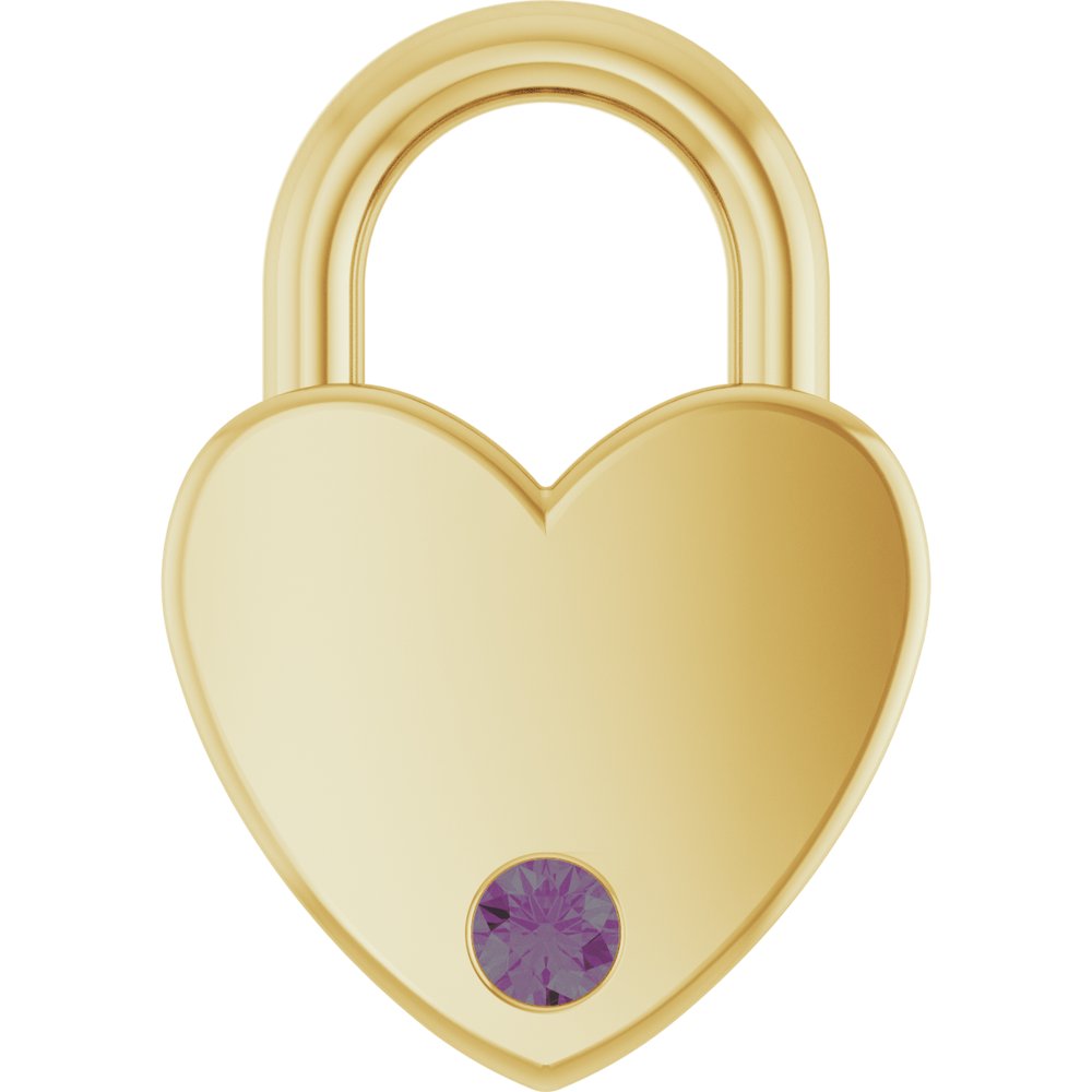 14K Yellow Gold Lab-Grown Alexandrite Heart Locket Charm/Pendant