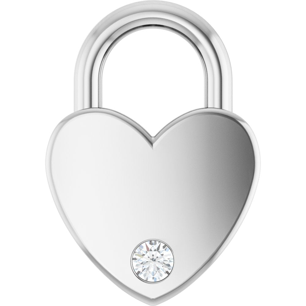 Sterling Silver .03 CT Natural Diamond Heart Locket Charm/Pendant