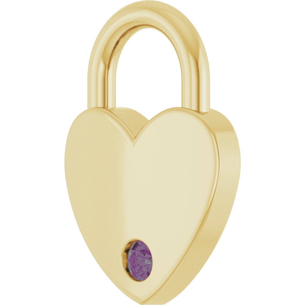 14K Yellow Gold Lab-Grown Alexandrite Heart Locket Charm/Pendant