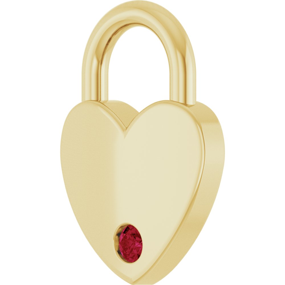 14K Yellow Gold Lab-Grown Ruby Heart Locket Charm/Pendant