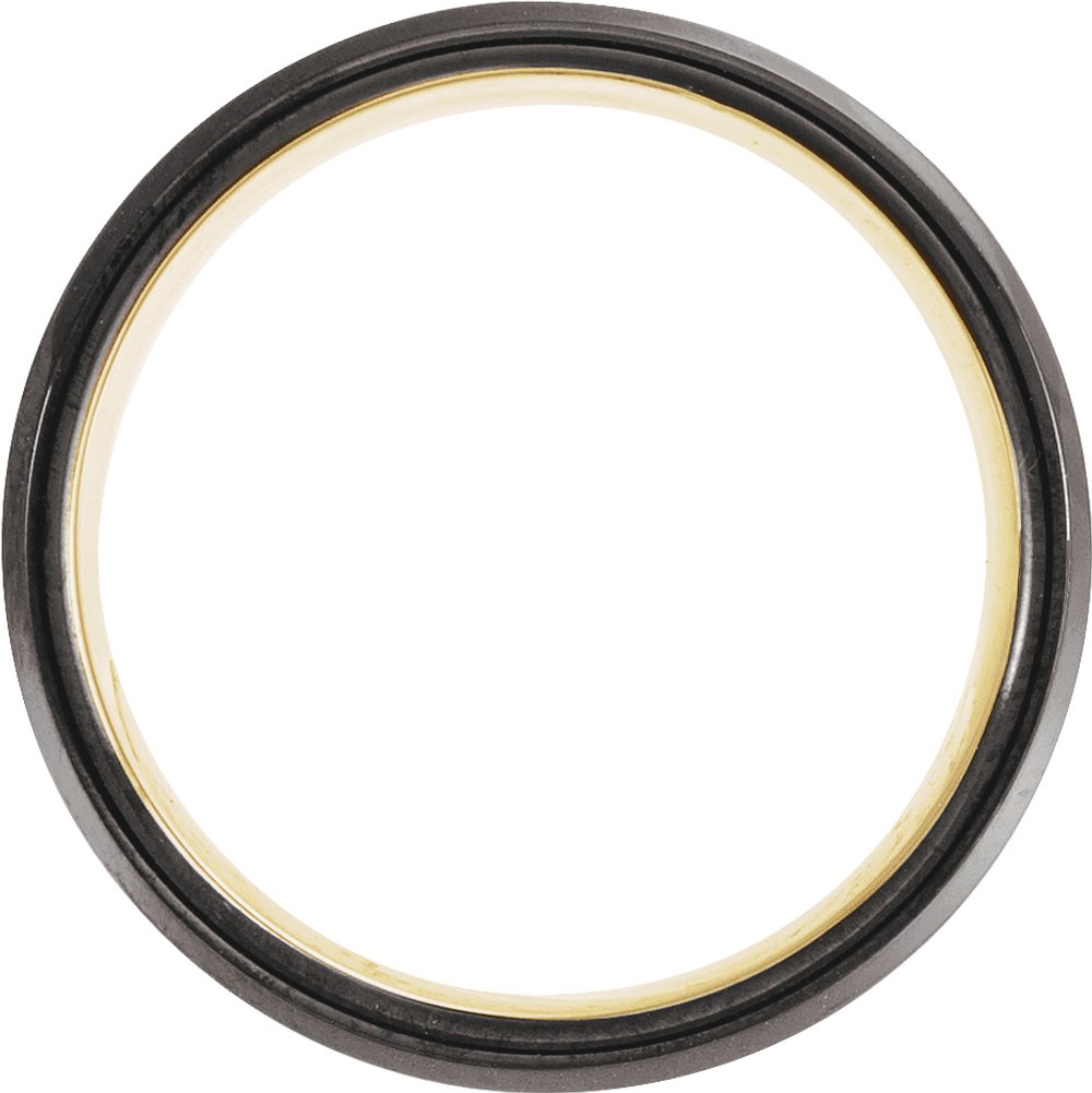 18K Yellow Gold PVD & Black PVD Tungsten 8 mm Beveled-Edge Grooved Comfort-Fit Band Size 8